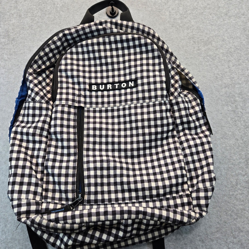 Burton Gingham Check Backpack Black White Blue Padded Laptop Sleeve Daypack